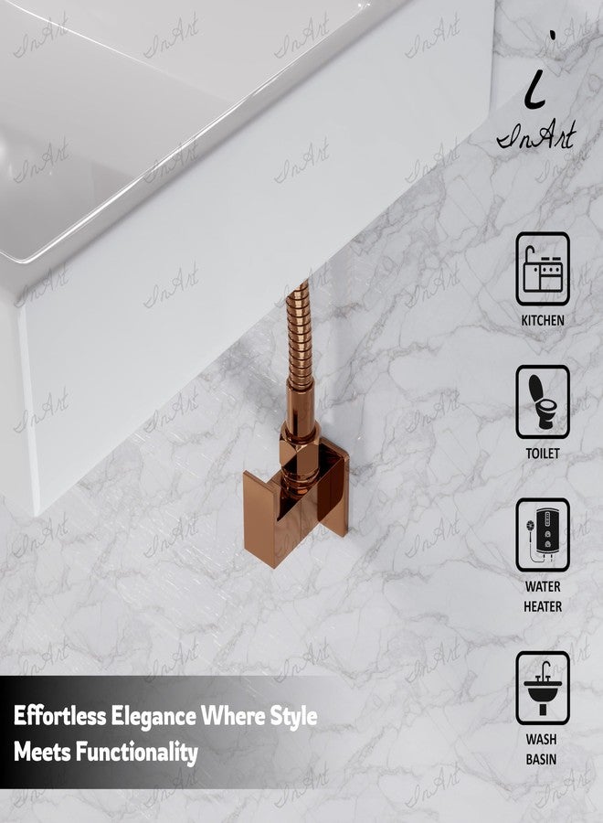 إينارت صمام زاوية نحاسي من إن آرت مع شفة جدارية للحمام/المطبخ، لون ذهبي وردي - Image 4